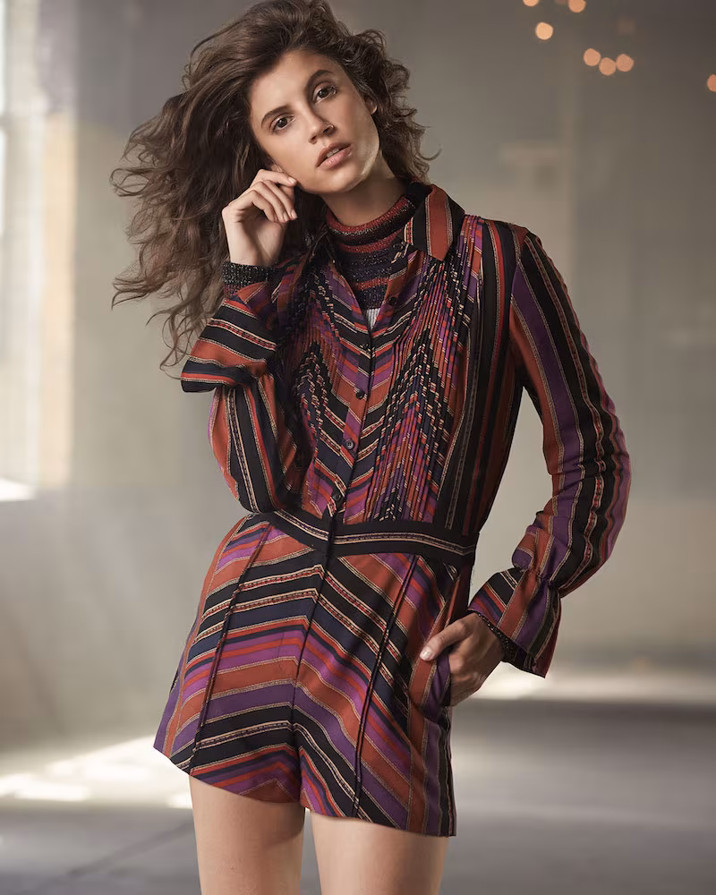 Diane von Furstenberg Ariella Metallic Striped Romper