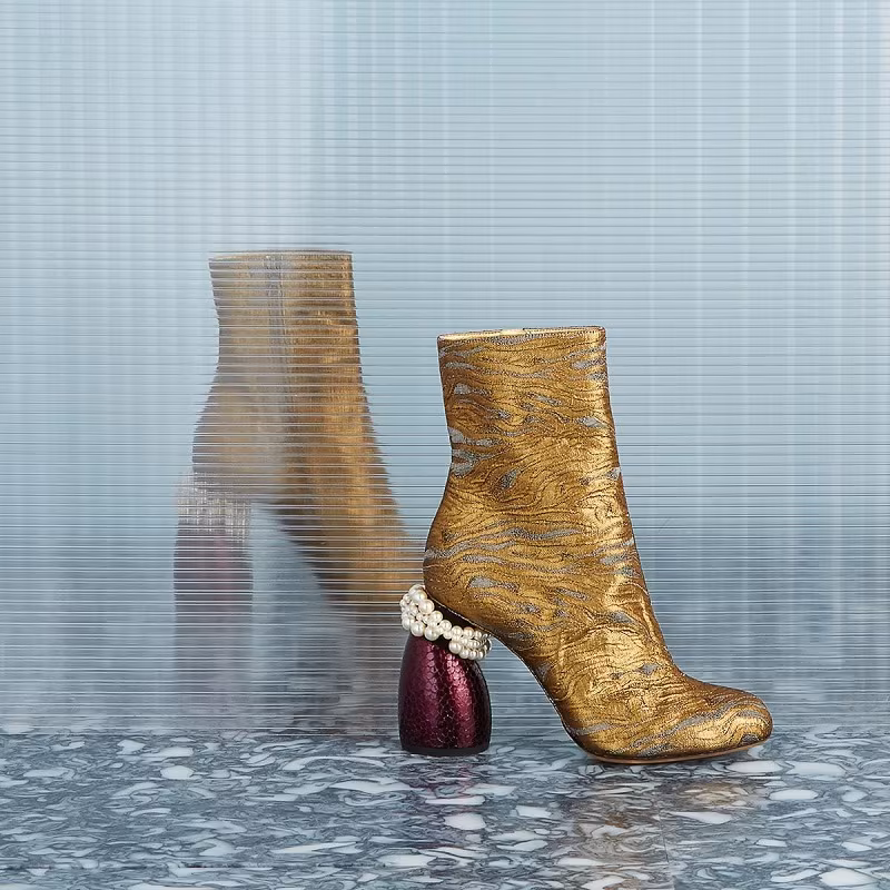 Dries Van Noten Metallic jacquard ankle boots