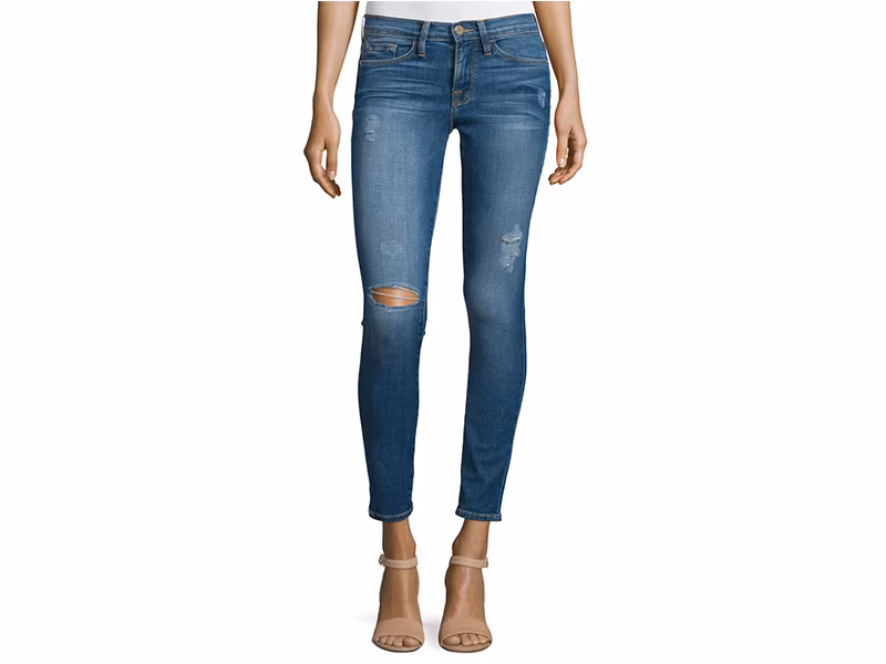 FRAME DENIM Le Skinny De Jeanne Distressed Ankle Jeans