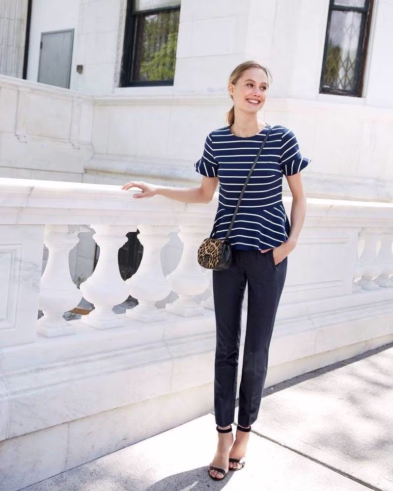 J.Crew Structured Peplum Top in stripe