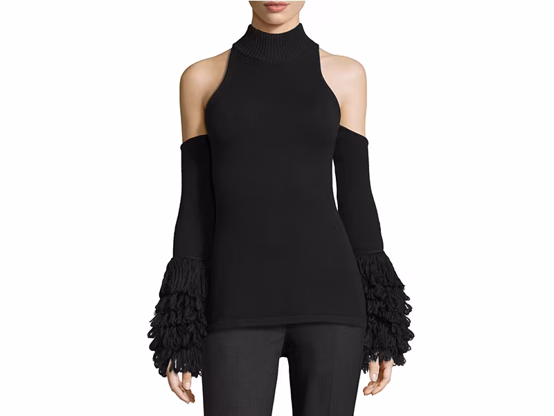 Jonathan Simkhai Cold-Shoulder Loopy-Yarn Turtleneck Top_1
