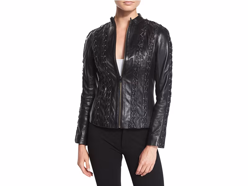 LaMarque Arda Cross-Stitched Leather Jacket_1
