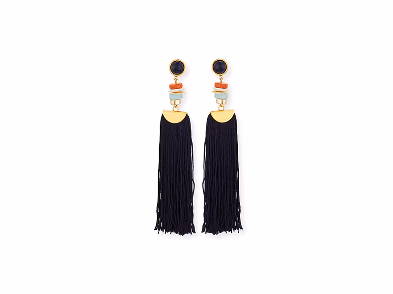 Lizzie Fortunato Indigo Tassel Drop Earrings