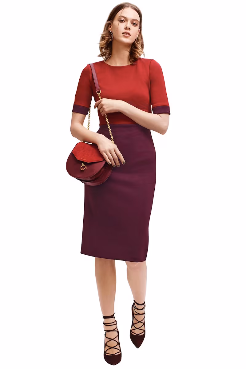 Maggy London Colorblock Scuba Midi Dress