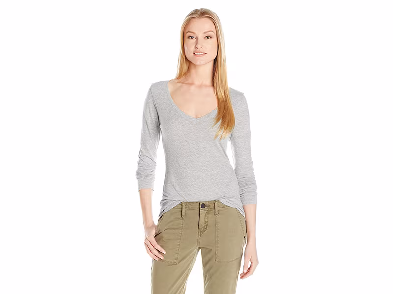 Michael Stars Beautiful Tees Long Sleeve Vee Neck