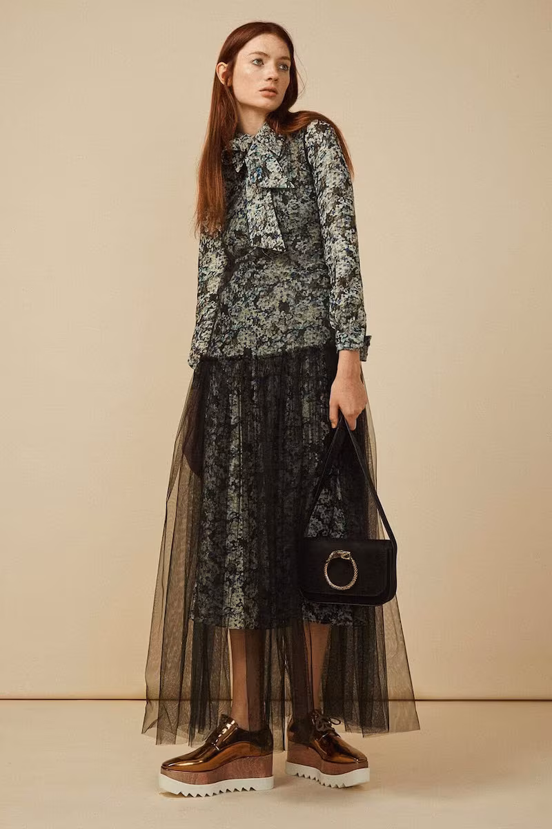 Saint Laurent Long Metallic Floral Embroidered Dress