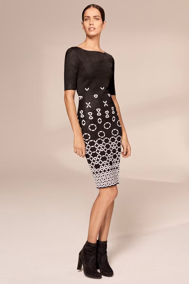 St. John Collection Graphic Knit Sheath Dress