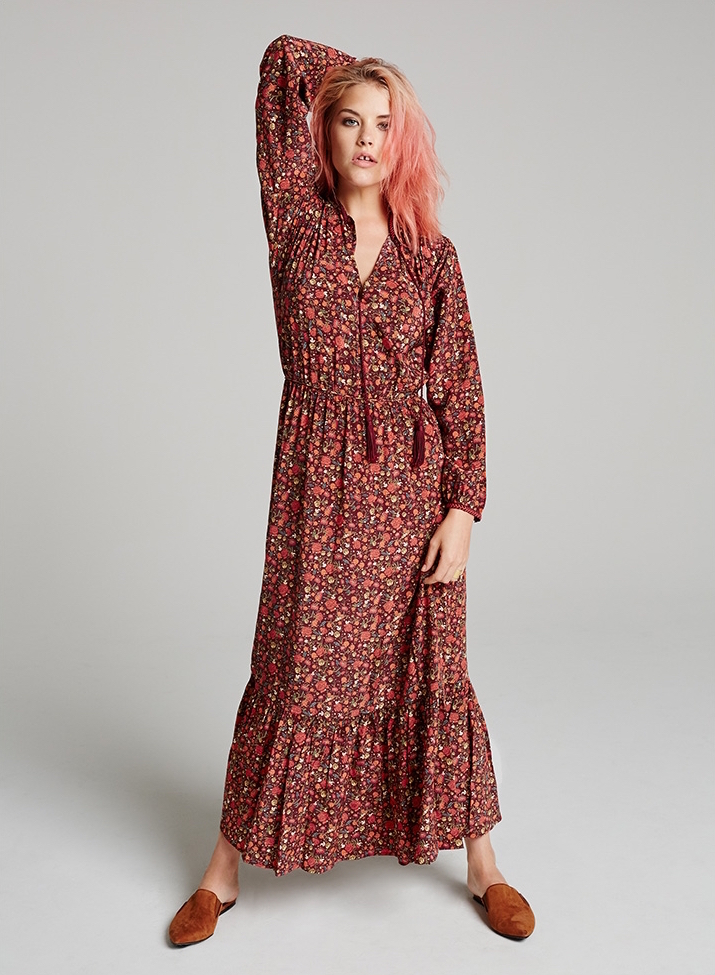 The Kooples Hippy Flower Print Silk Dress