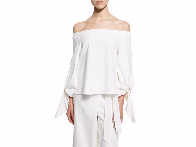 Tibi Agathe Off-the-Shoulder Stretch Poplin Top