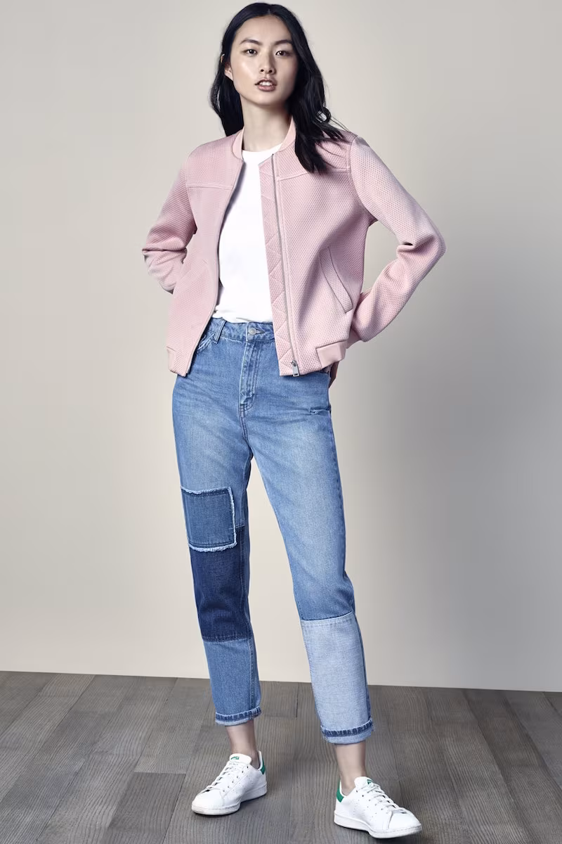 Topshop Patchwork High Rise Mom Jeans