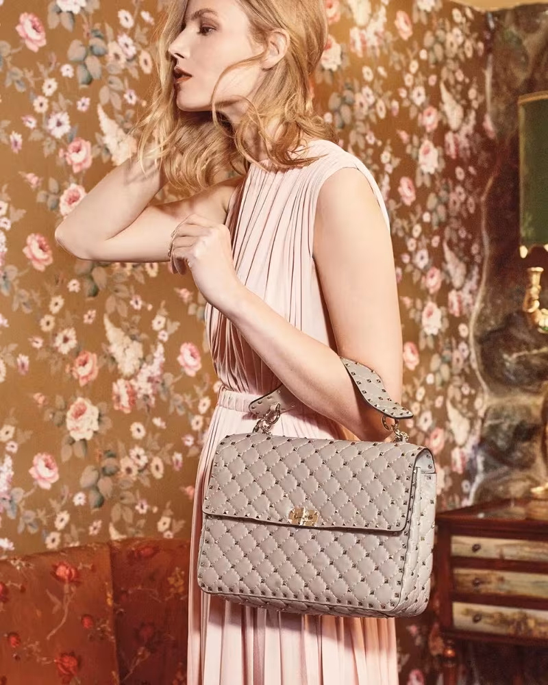 Valentino Rockstud Matelasse Large Shoulder Bag