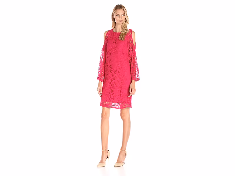 Adrianna Papell Long Sleeve Cold Shoulder Shift