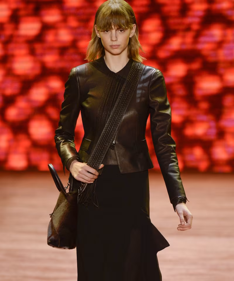 Akris Embroidered Front Leather Jacket