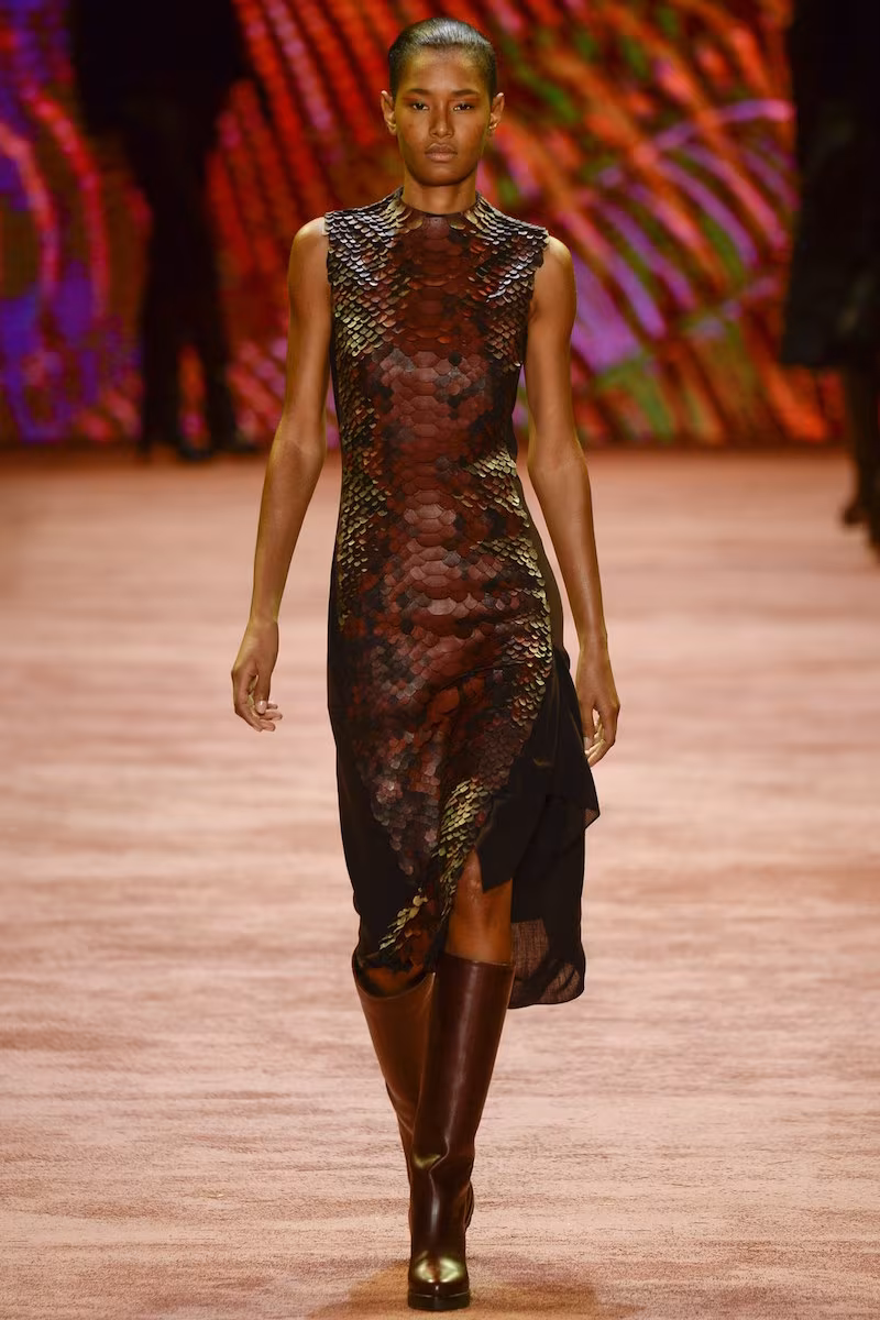 Akris Sleeveless Leather Embellished Combo Dress