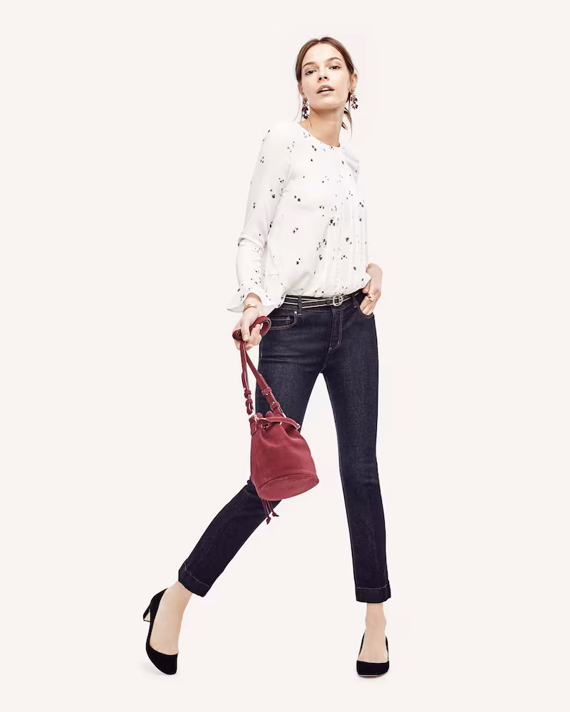 Ann Taylor Floral Bell Sleeve Blouse