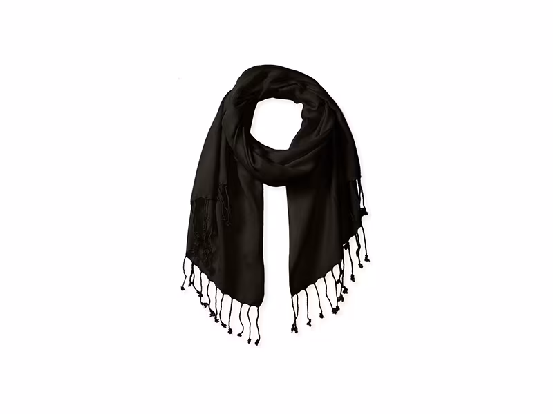 BIG BUDDHA Solid Light Twill Pashmina Wrap Scarf with Fringe