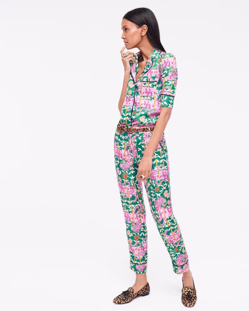 Collection Drake's For J.Crew Pajama Top In Green Bengal Tiger