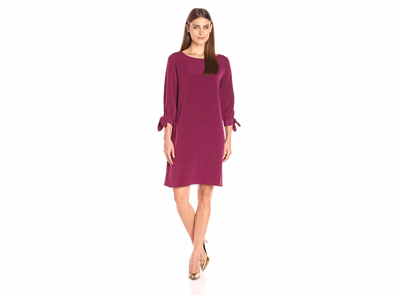 Donna Ricco Long-Sleeve Solid Soho Crepe Sheath Dress