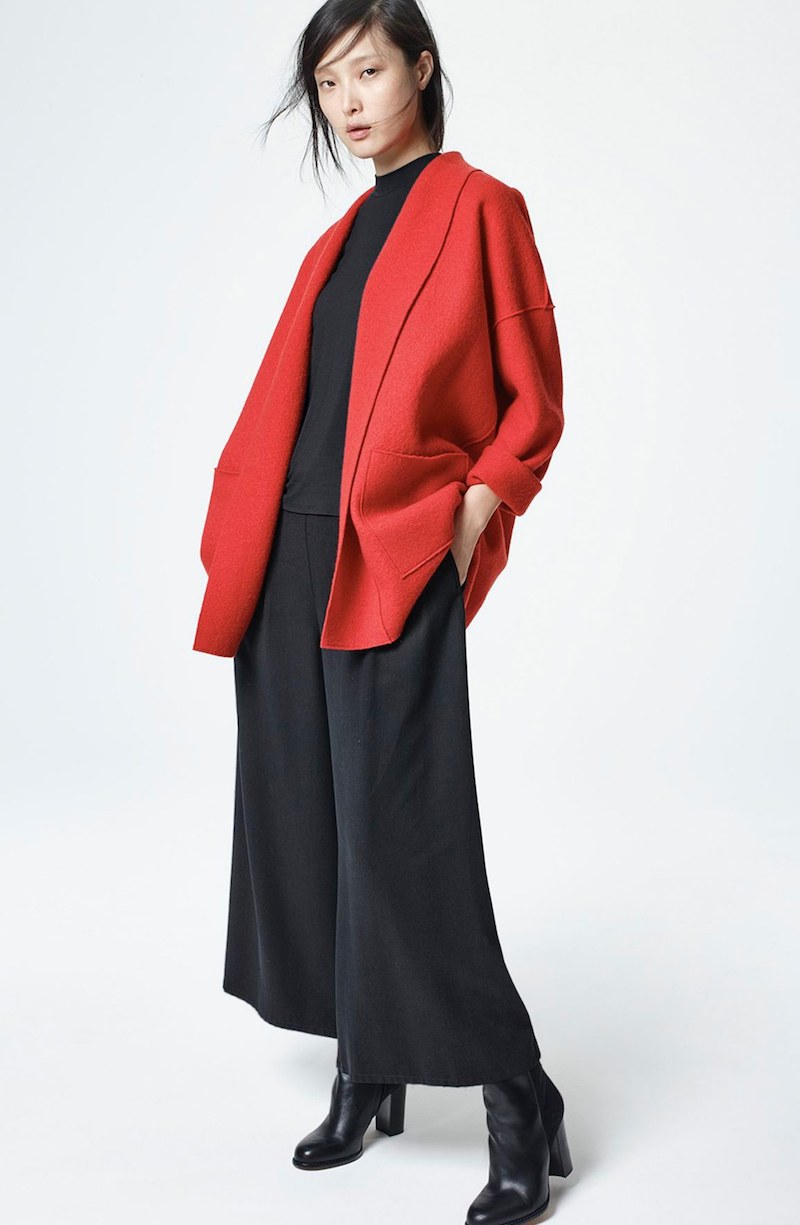 Eileen Fisher Boiled Wool Shawl Collar Jacket