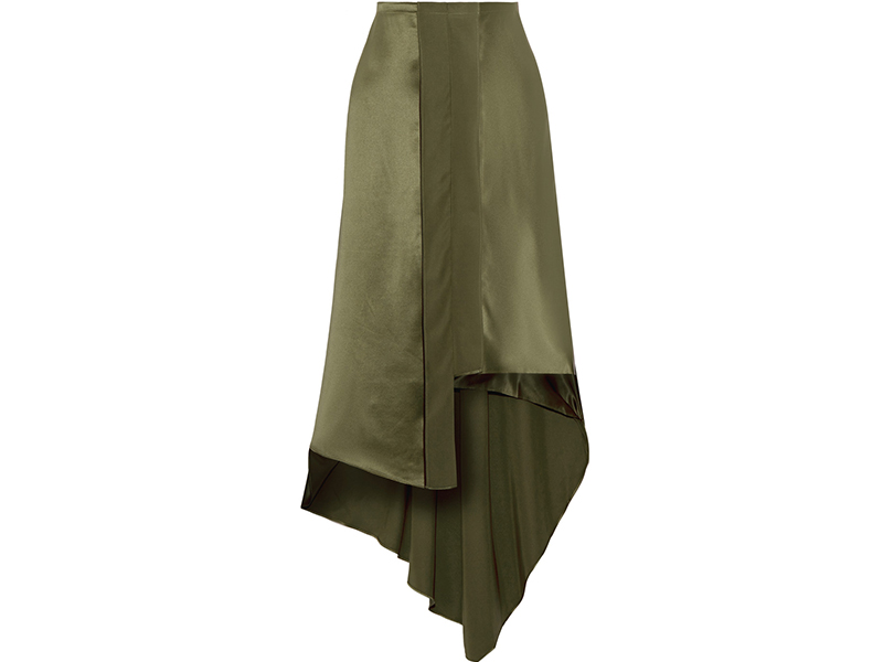 Elizabeth and James Sydney Asymmetric Silk-Satin Midi Skirt
