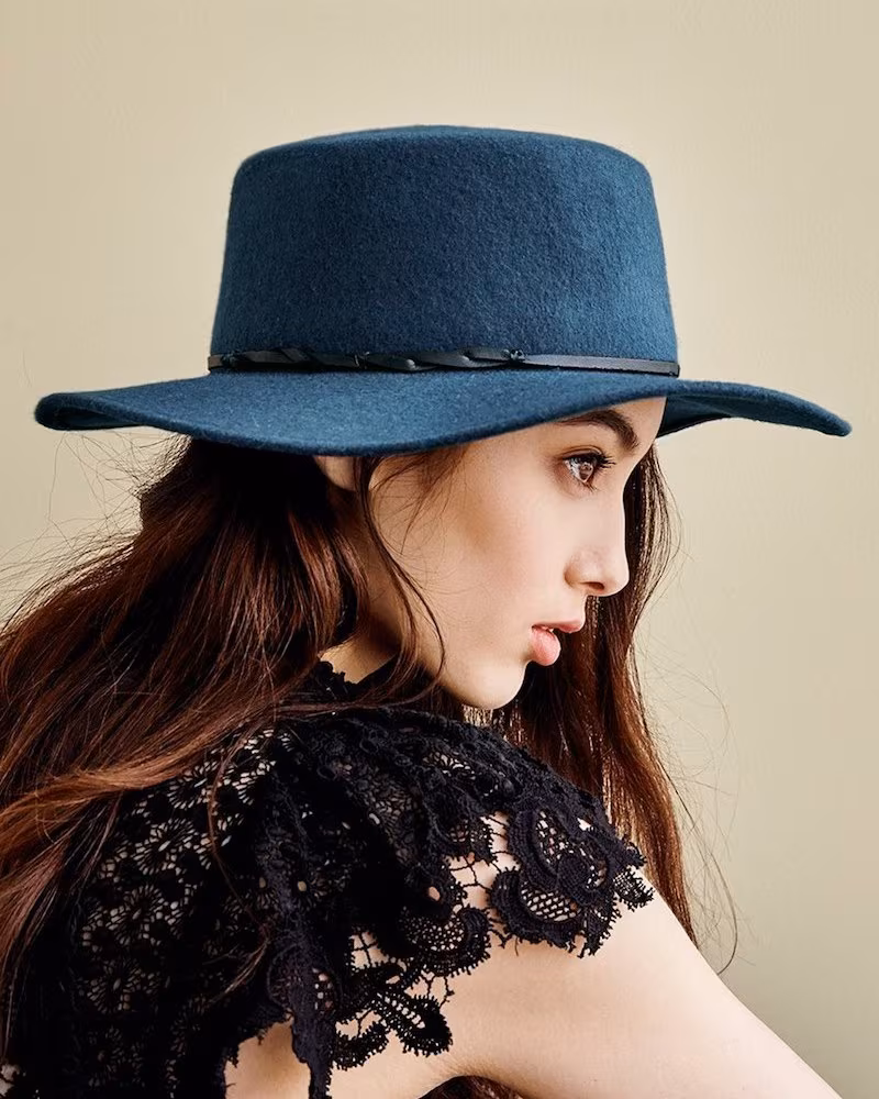 Hinge Flat Brim Felt Hat