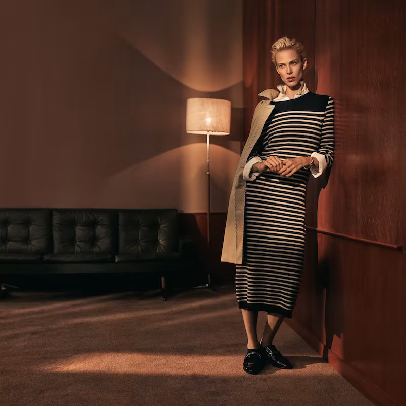 J.Crew Liv Striped Wool blend Midi Dress
