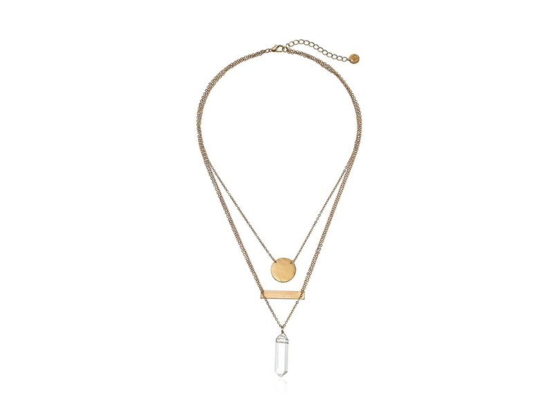 Jules Smith Geo Crystal Triple Layer Pendant Necklace
