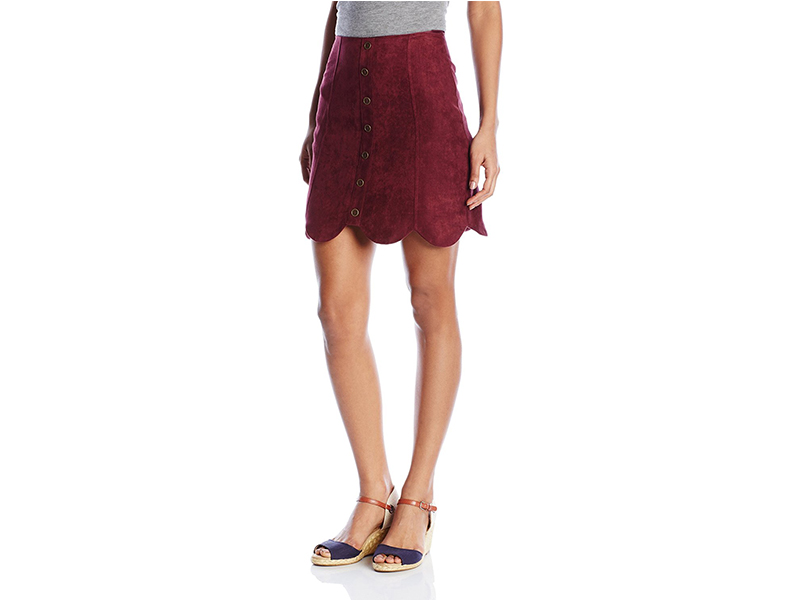Love By Design Scallop Edge Faux Suede Skirt