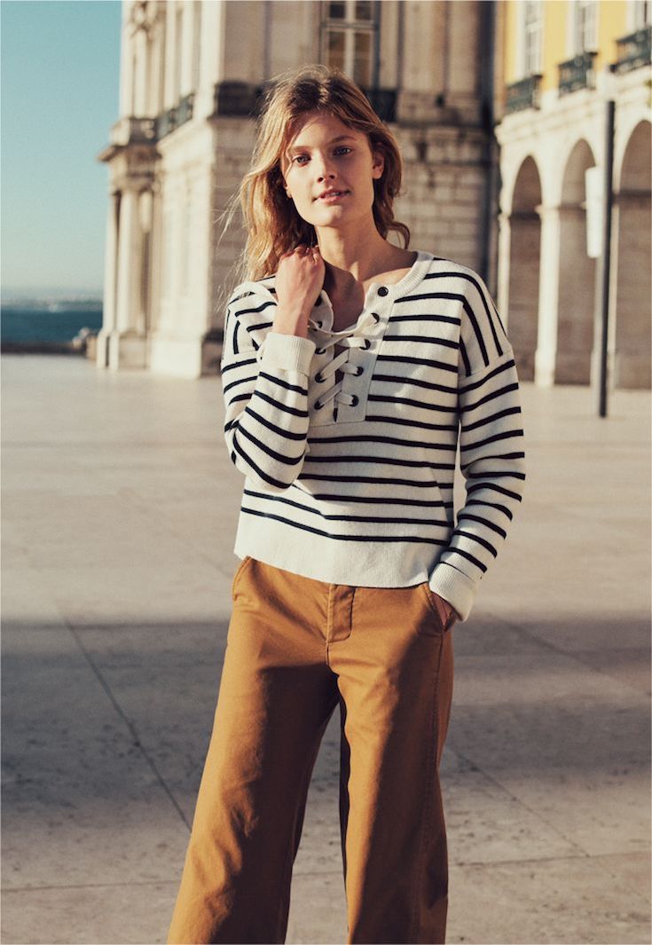 Madewell Striped Lace-Up Sweater