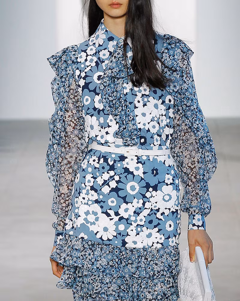 Michael Kors Floral Ruffled-Trim Blouse