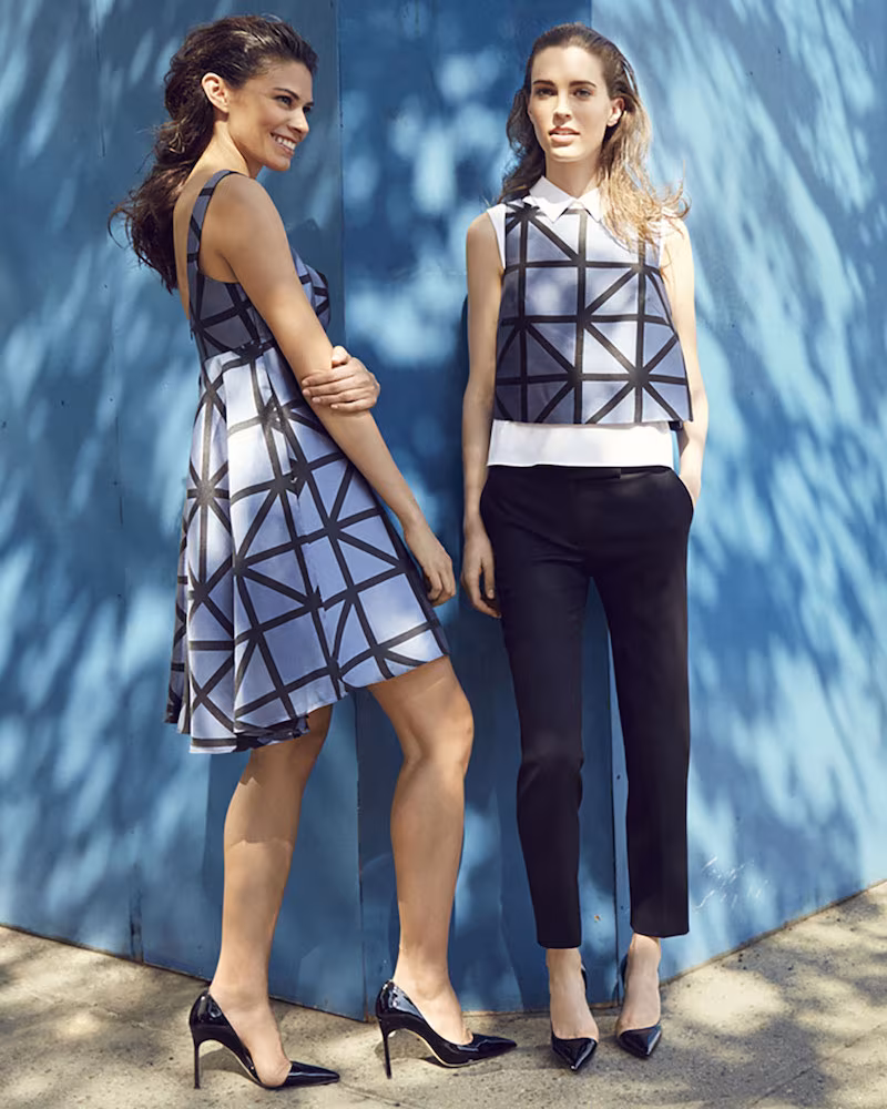Milly Roxanne Sleeveless Graphic Gridded Jacquard Dress