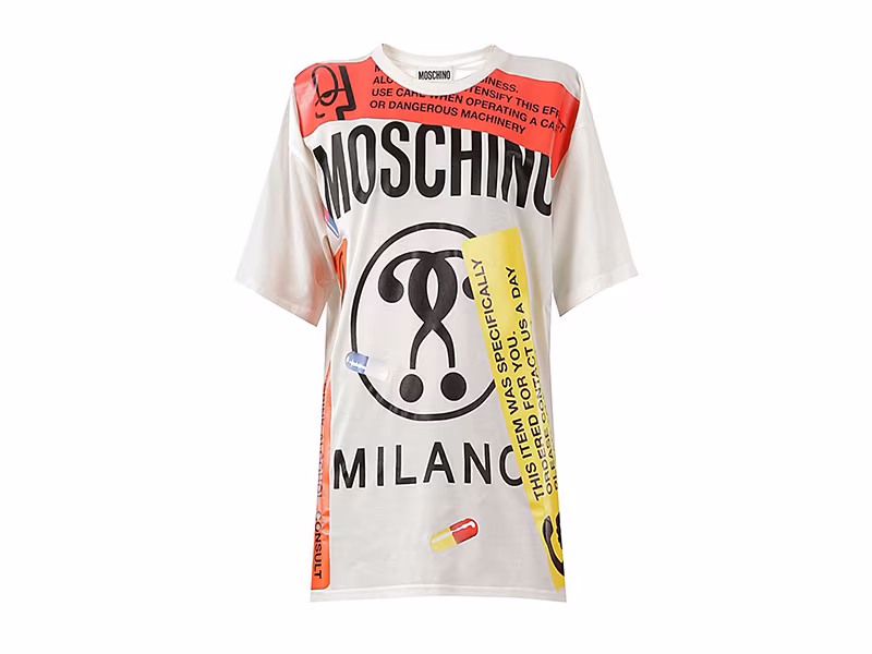 Moschino Oversized Labels Printed Jersey T-Shirt