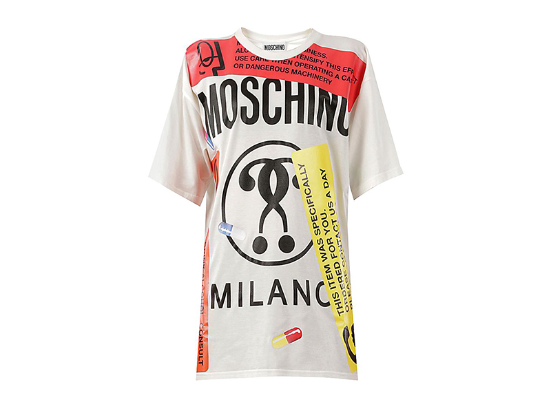 Moschino Oversized Labels Printed Jersey T-Shirt