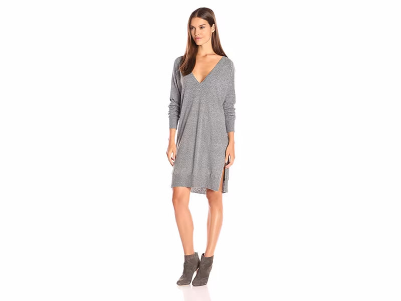 Noisy May Mena Long Sleeve Double Deep V Knit Dress