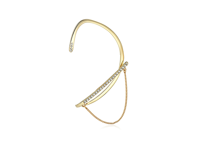 Rebecca Minkoff Pave Ear Wrap Cuff with Chain and Stud Earrings