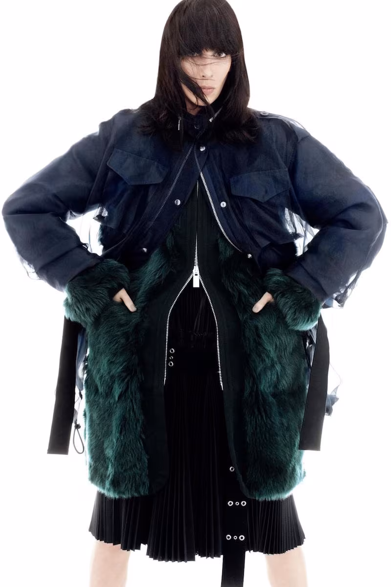 Sacai Hooded Fur Coat