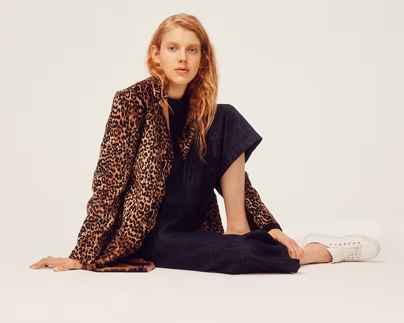 Sofie D'Hoore Reversible Leopard Print Genuine Shearling Coat