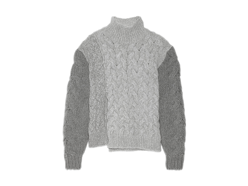Stella McCartney Mélange Cable Knit Wool Blend Turtleneck Sweater