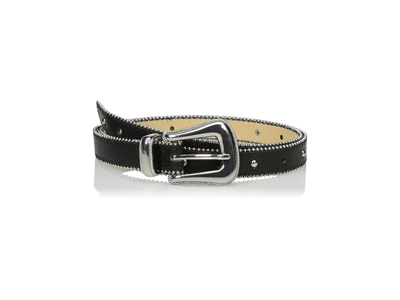 Steve Madden Western Pant Belt with Bead Trim and Studs