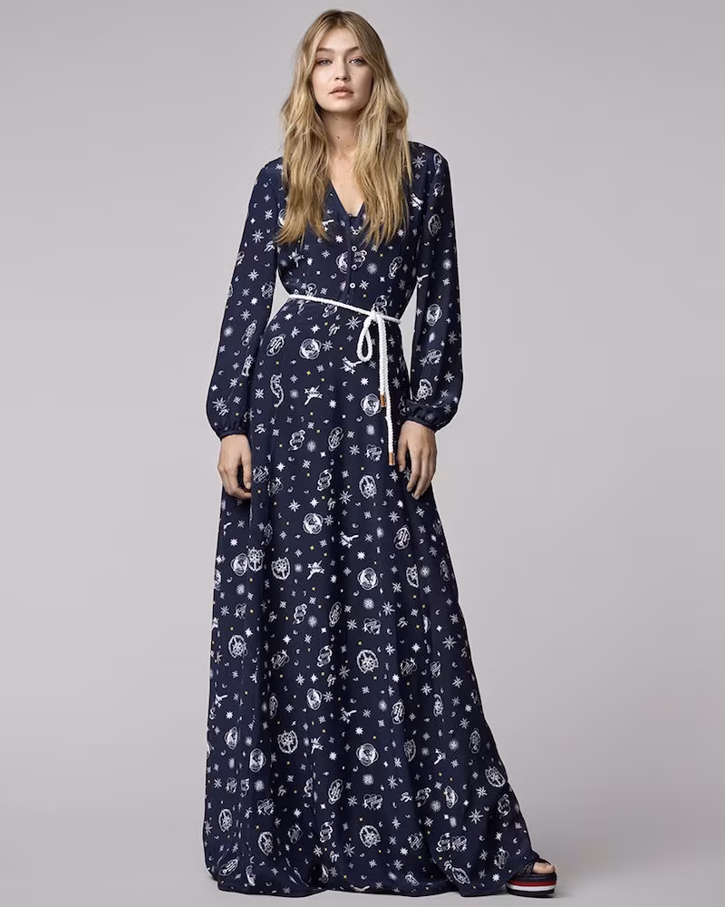 Tommy Hilfiger Gigi for Hilfiger Printed Silk Maxi Dress