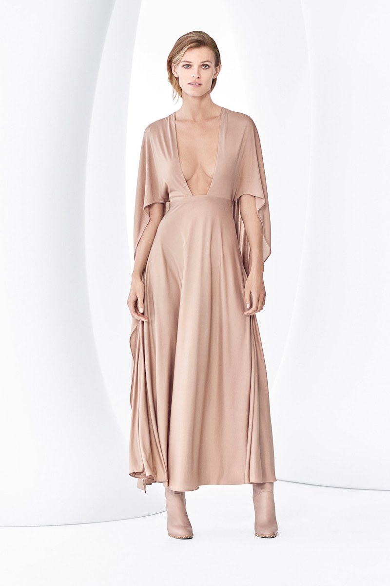 Valentino Cape Back Silk Jersey Dress