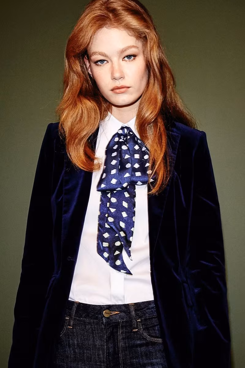 Vince Camuto Preppy Geo Skinny Silk Scarf