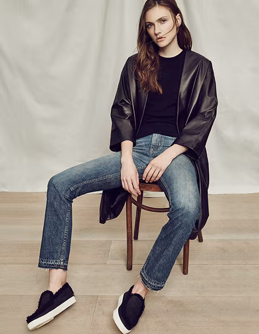 Vince Lamb Leather Shell Coat