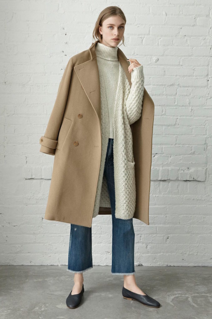 Vince Stand Collar Wool & Cashmere Trench Coat