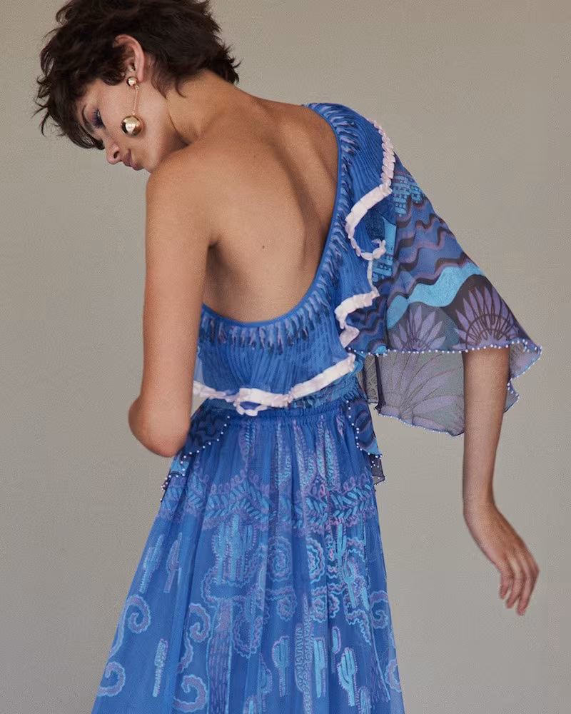 Zandra Rhodes Archive The 1976 Grace Dress in Blue