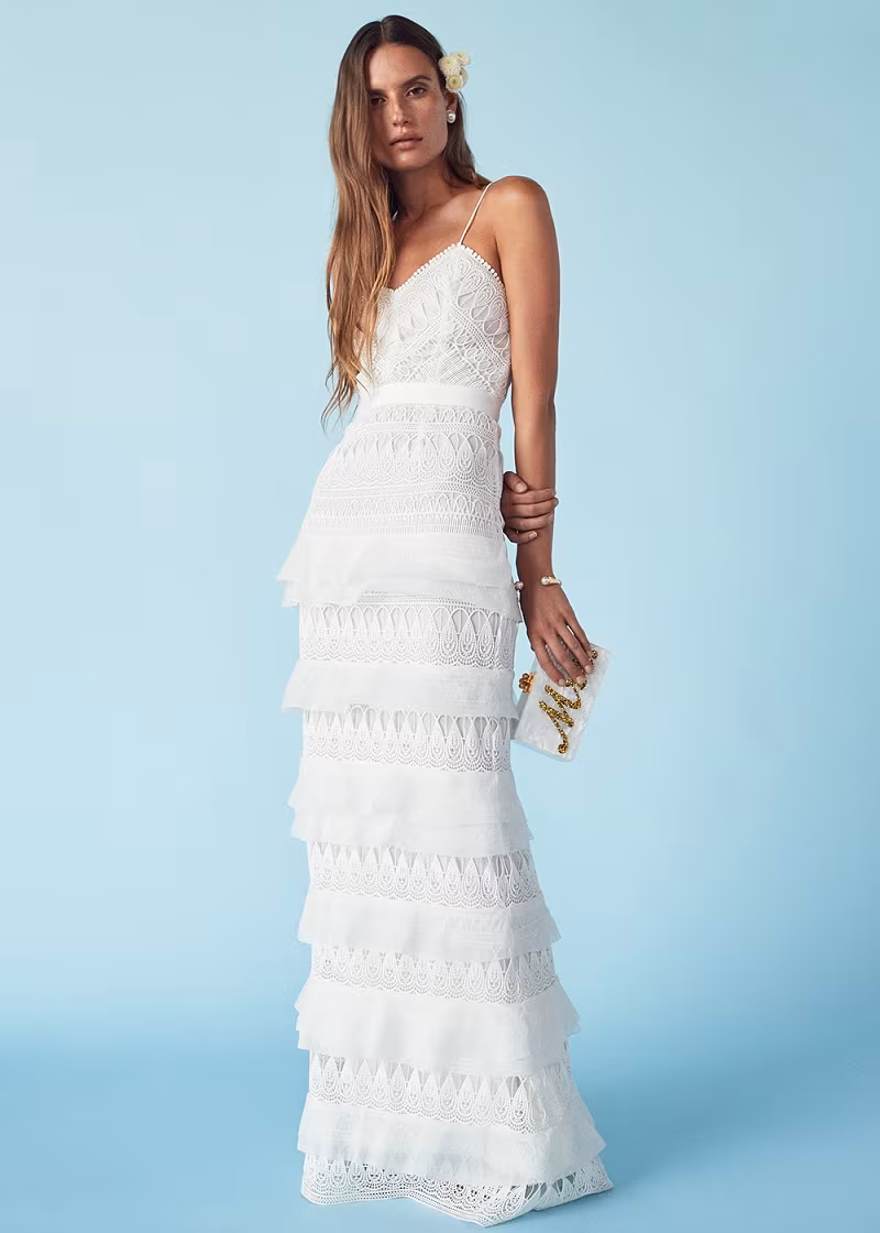 self portrait Penelope Tiered Teardrop Lace Dress