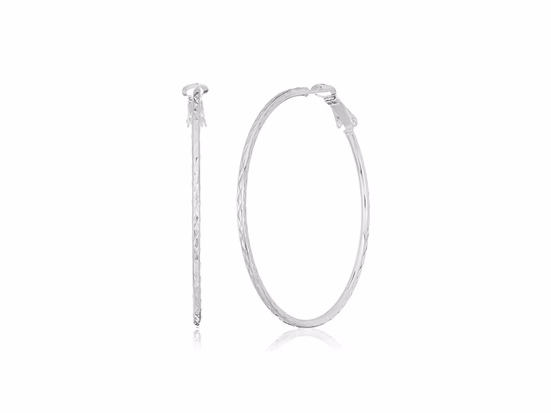 Amazon Collection Sterling Silver 50 X 2 Diamond Cut Paddle Back Hoop Earring