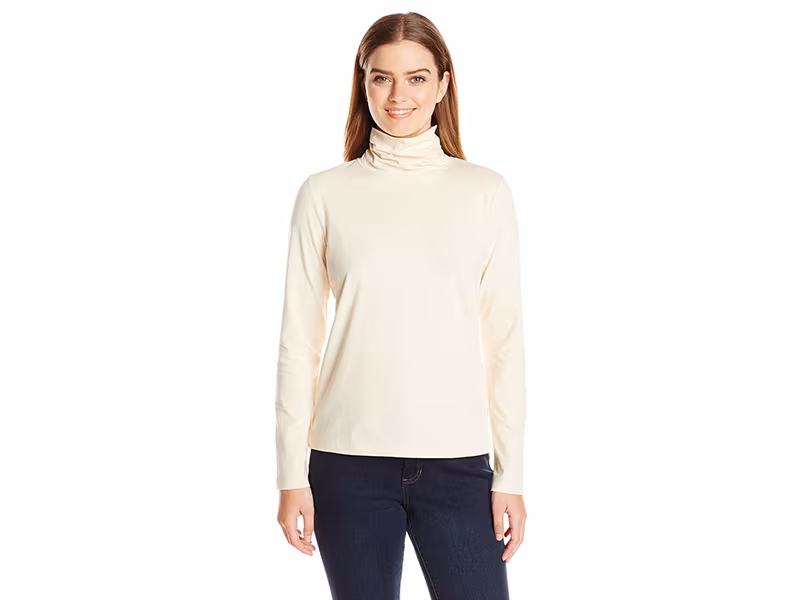 Anne Klein Long Sleeve Solid Jersey Turtleneck