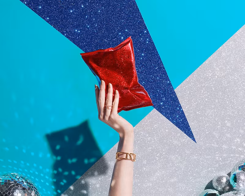 Anya Hindmarch Crisp Packet Glitter Clutch