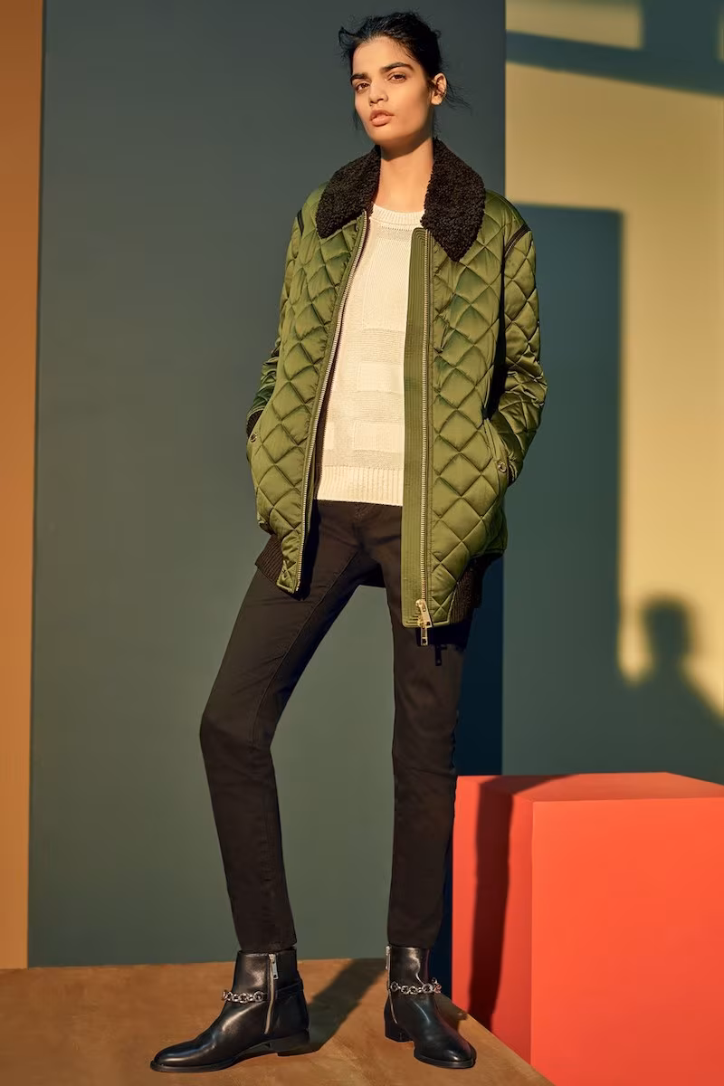 Burberry Hydalelt Quilted Jacket with Genuine Shearling Collar